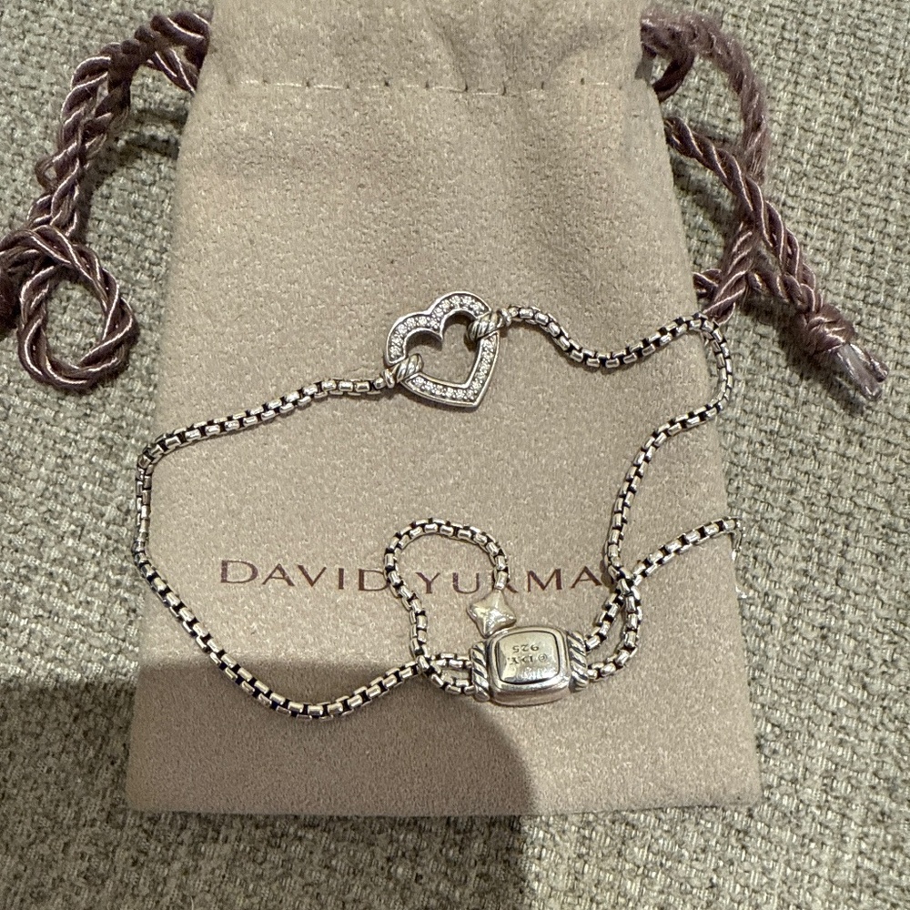 DAVID YURMAN DIAMOND AND CABLE HEART BRACELET